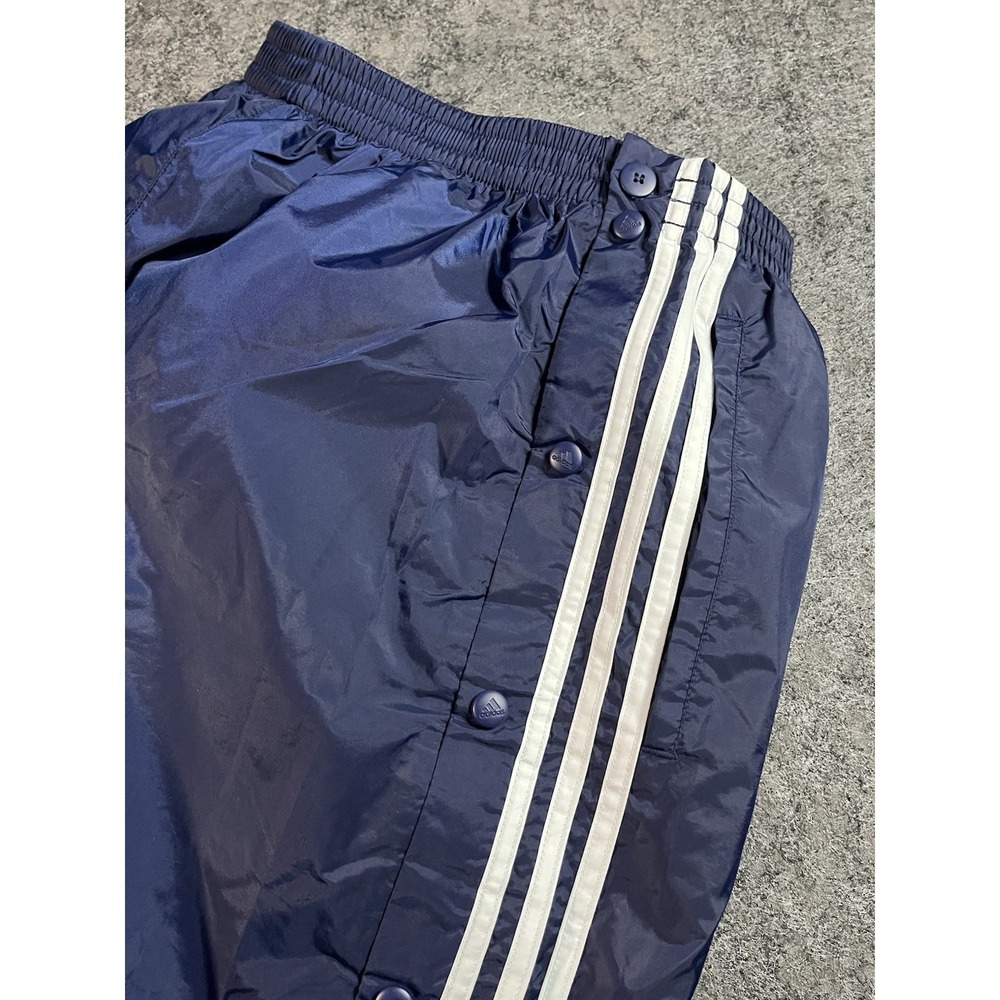 Vintage Adidas Snap Button Track Pants Men's XL Blue Silky Baggy Wide Leg Y2K - Picture 4 of 10